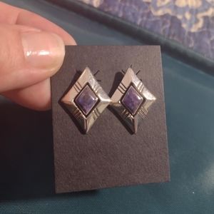 Sold-Natural Stone and Sterling Silver Stud Earrings NWT